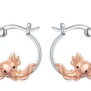 Axolotl Tone Silver and Faux Rose Gold  Hoop Mini Earrings